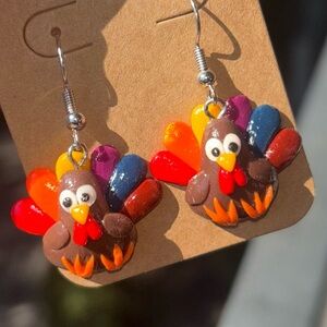Thanksgiving turkey earrings.  Fall colors. So cute!